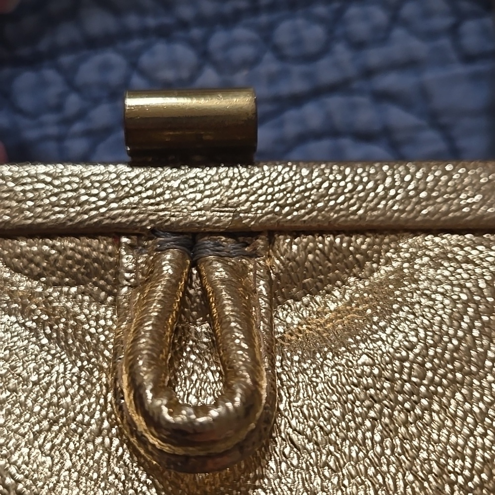 Vintage Gold Lame Women's Handbag 7x 7 Inches - Picture 3 of 5